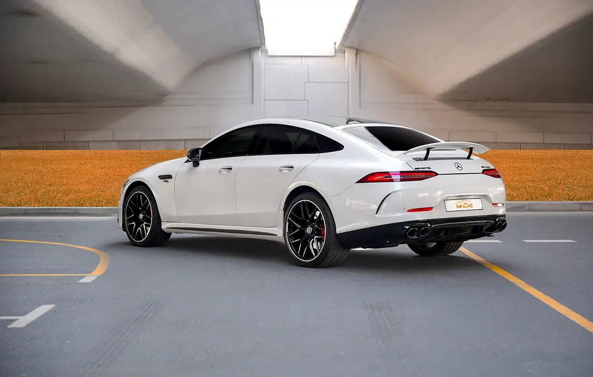 Hire the sleek AMG GT 53 sports sedan in Abu Dhabi